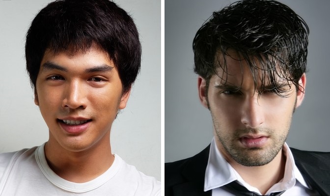 Men wearing a fringe hairstyle