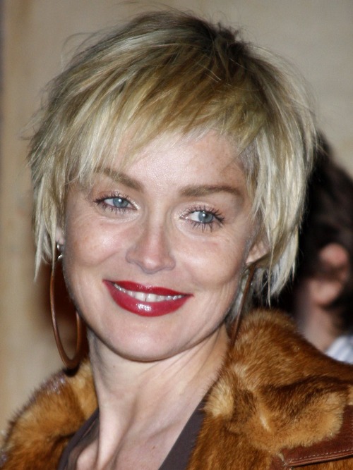 Sharon Stone with a shaggy fringe