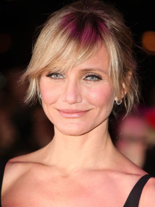 Cameron Diaz with a side-swept fringe