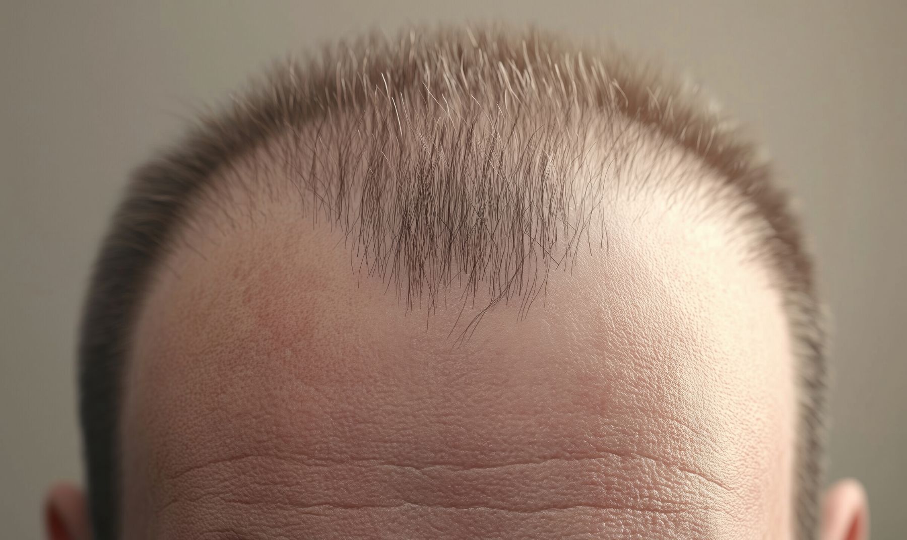 Balding man with spiky hair