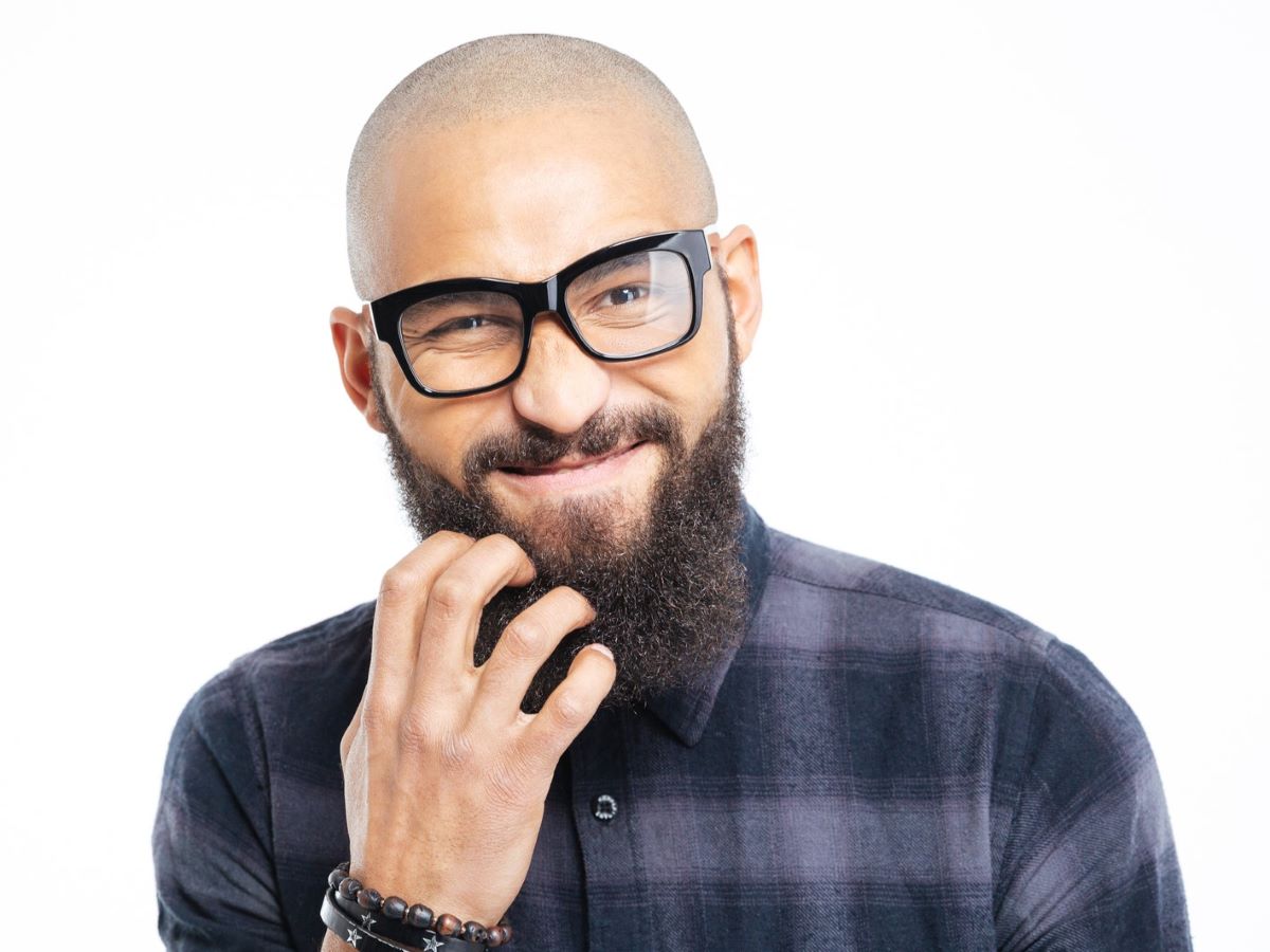 bald head with beard attractive