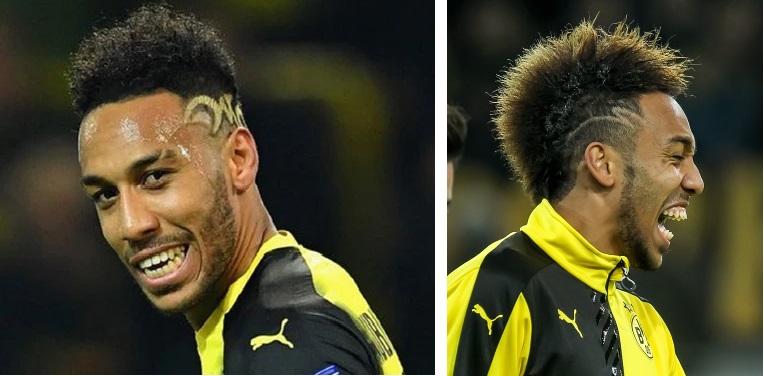 Aubameyang&rsquo;s extravagant mohawks with various designs