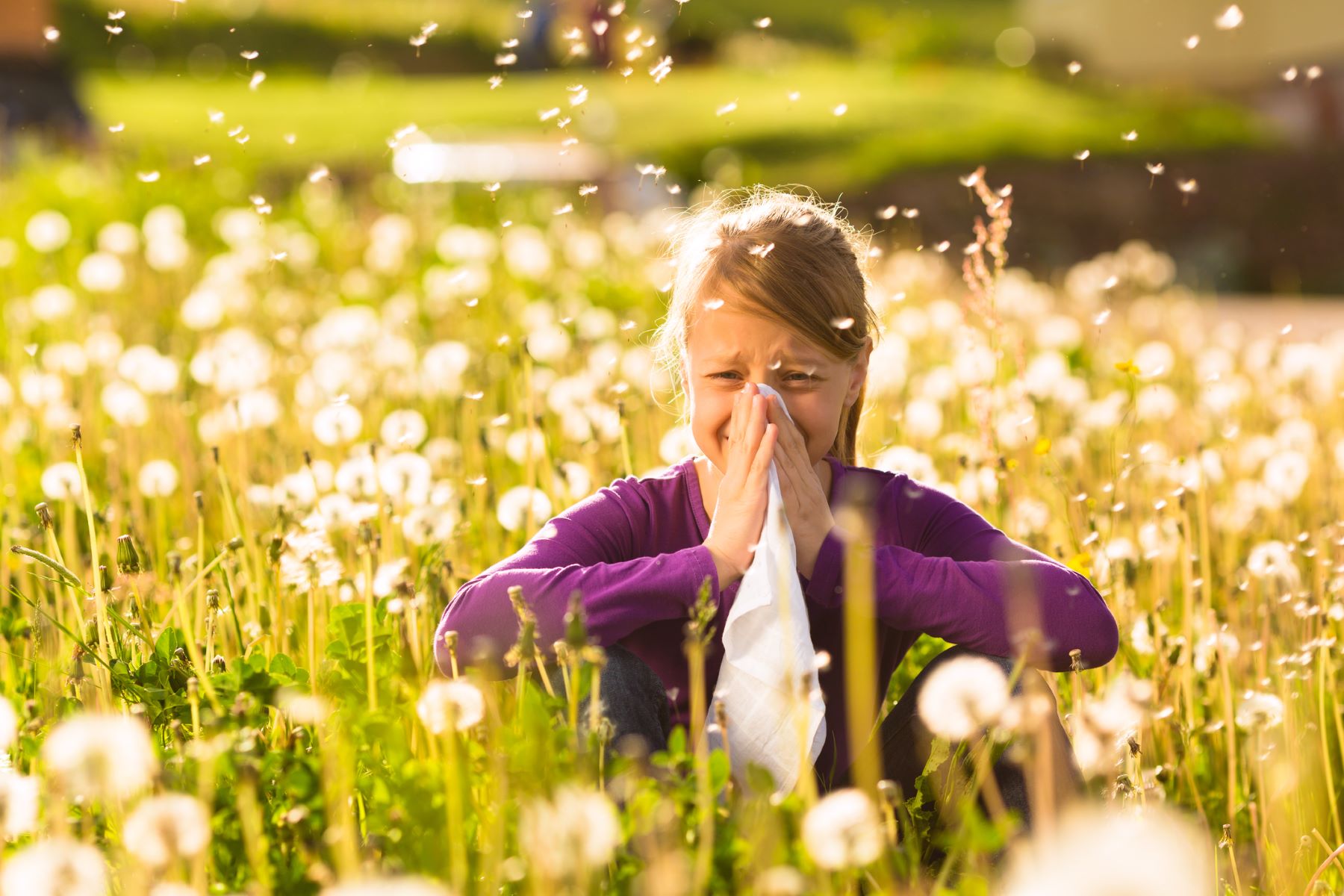 Girl with pollen allergy