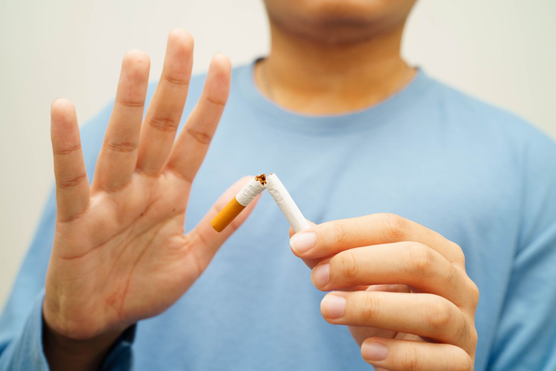 Man quitting smoking