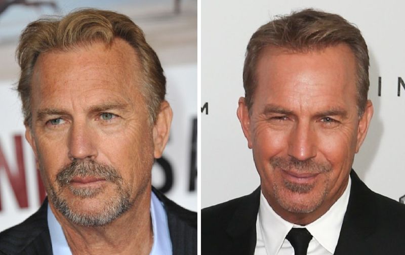 Kevin Costner aged 60 (left) and 61 (right)