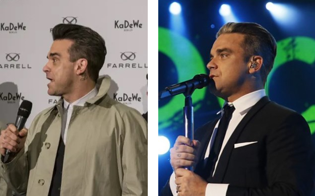 Robbie Williams&rsquo;s hair in February 2013 vs November 2013