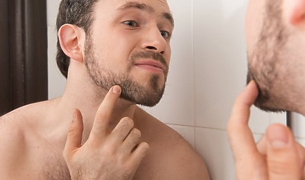 Man Checking Beard Hair Loss